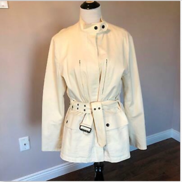 EUC BURBERRY Cream Cotton Safari Jacket SZ 12